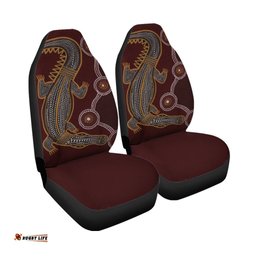 Aboriginal Car Seat Covers Indigenous Crocodile Brown Color