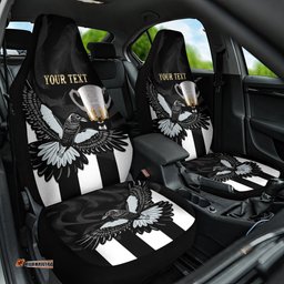 Personalised AFL Collingwood Car Seat Cover Magpies Premiers With Trophy Proud