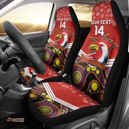 Roosters Rugby Christmas Car Seat Cover Merry Xmas Mix Aboriginal Art