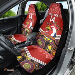 Roosters Rugby Christmas Car Seat Cover Merry Xmas Mix Aboriginal Art