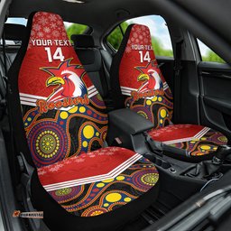 Roosters Rugby Christmas Car Seat Cover Merry Xmas Mix Aboriginal Art