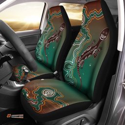 Aboriginal Lizard Car Seat Covers Indigenous Dot Painting Art