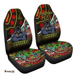 Custom Personalised Penrith Panthers Car Seat Cover Strong Panthers Legend With Special Aboriginal Style