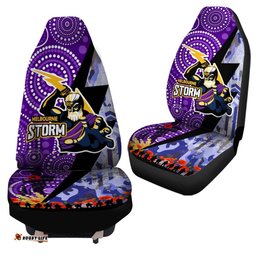Storm Rugby ANZAC Aboriginal Car Seat Cover Melbourne Storm with Remembrance Day Poppy Flower Car Seat Cover