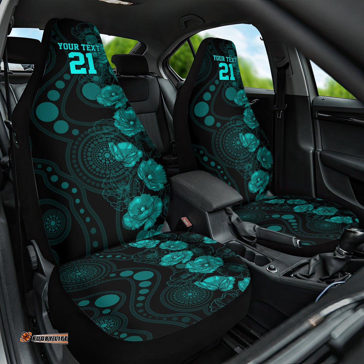 Heat Cricket Never Forget Custom Car Seat Cover ANZAC Day with Poppy Aboriginal