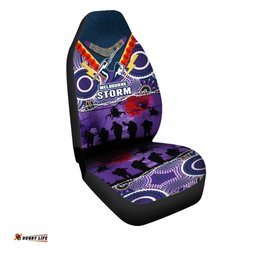 Melbourne Storm Rugby ANZAC Car Seat Covers Indigenous Poppy Australian Army