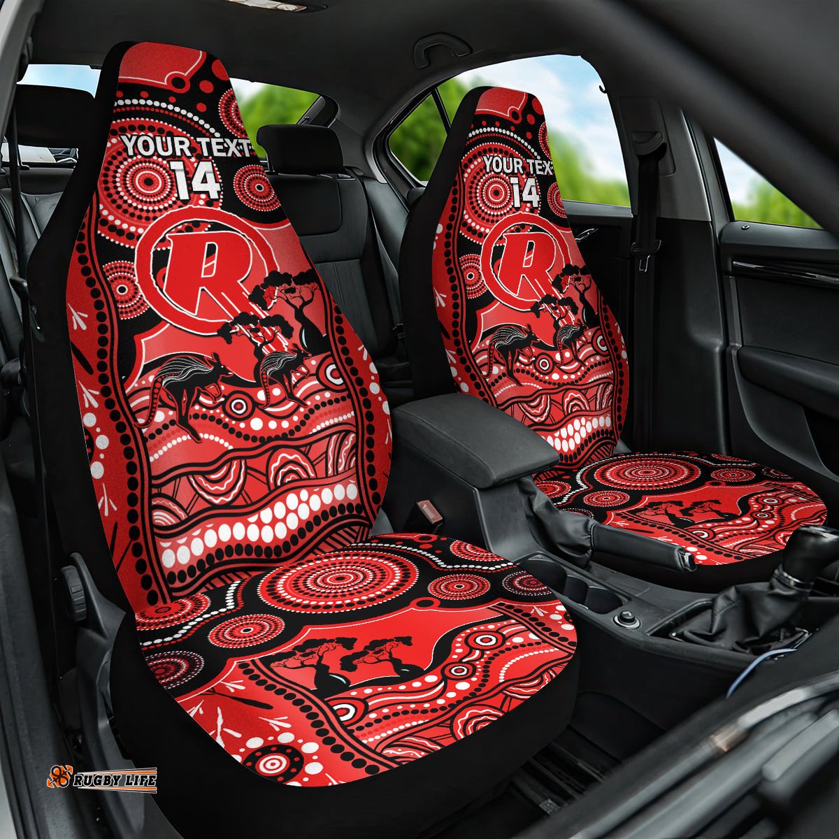 Custom Melbourne Renegades Cricket Car Seat Cover Happy Australia Day Aboriginal Art