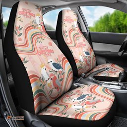 Australia Hippie Christmas Car Seat Cover Cockatoo Kookaburra with Wattle Pink Peach Style