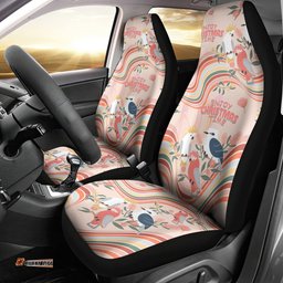 Australia Hippie Christmas Car Seat Cover Cockatoo Kookaburra with Wattle Pink Peach Style