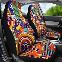Aboriginal Car Seat Covers Australian Map Dot Painting