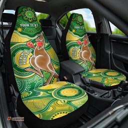 Personalised Australia Boxing Kangaroo Car Seat Cover Aussie Indigenous Art Mix National Color