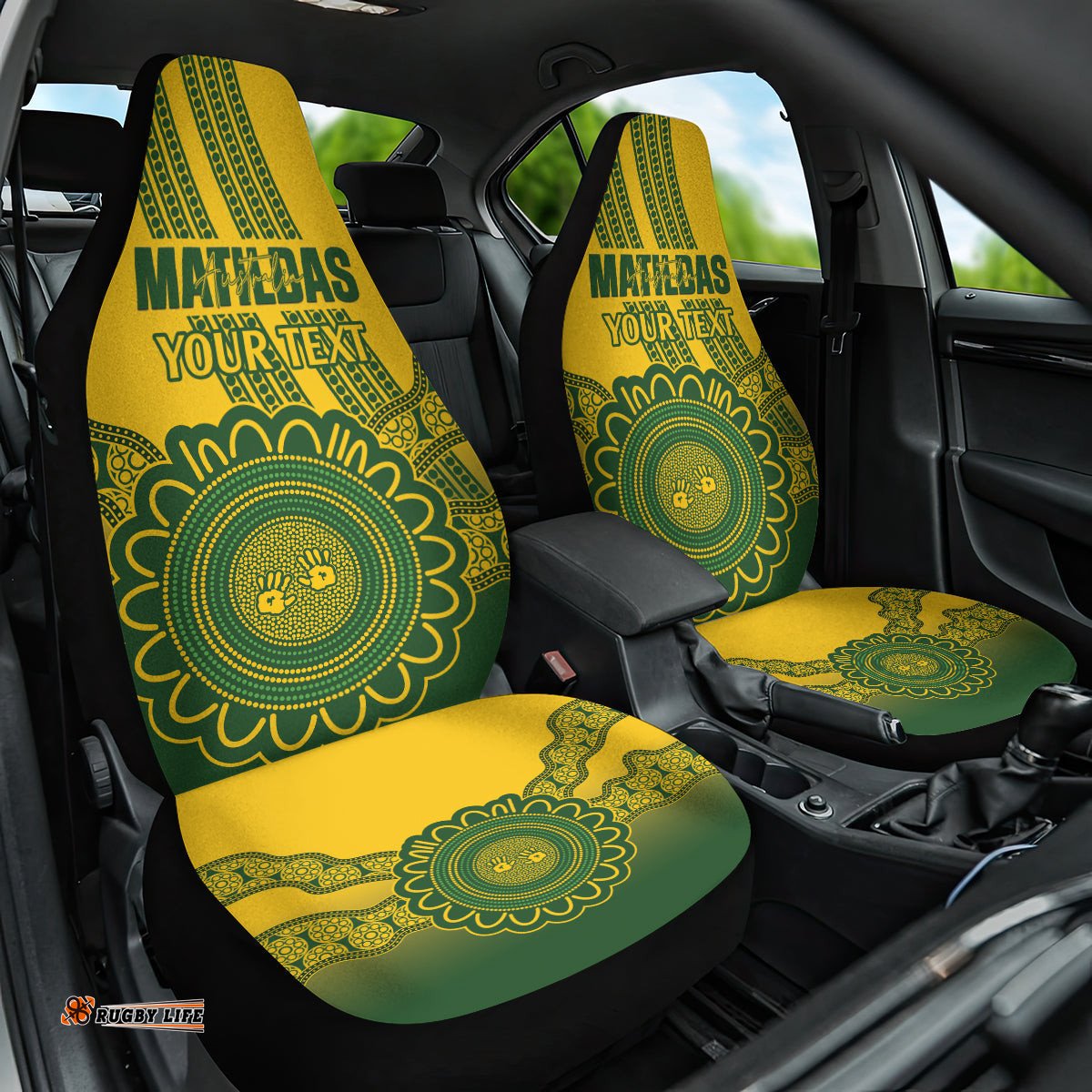 Custom Australia Matildas Car Seat Cover Aussie Aboriginal Gold Version