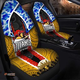 Titans Rugby ANZAC Aboriginal Car Seat Cover Titans with Poppy Watercolor Flower Car Seat Cover