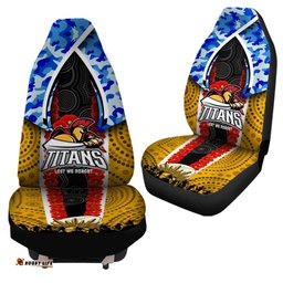 Titans Rugby ANZAC Aboriginal Car Seat Cover Titans with Poppy Watercolor Flower Car Seat Cover