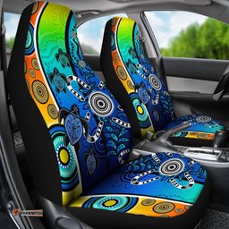 Aboriginal Car Seat Covers Indigenous Turtle Dot Painting Art