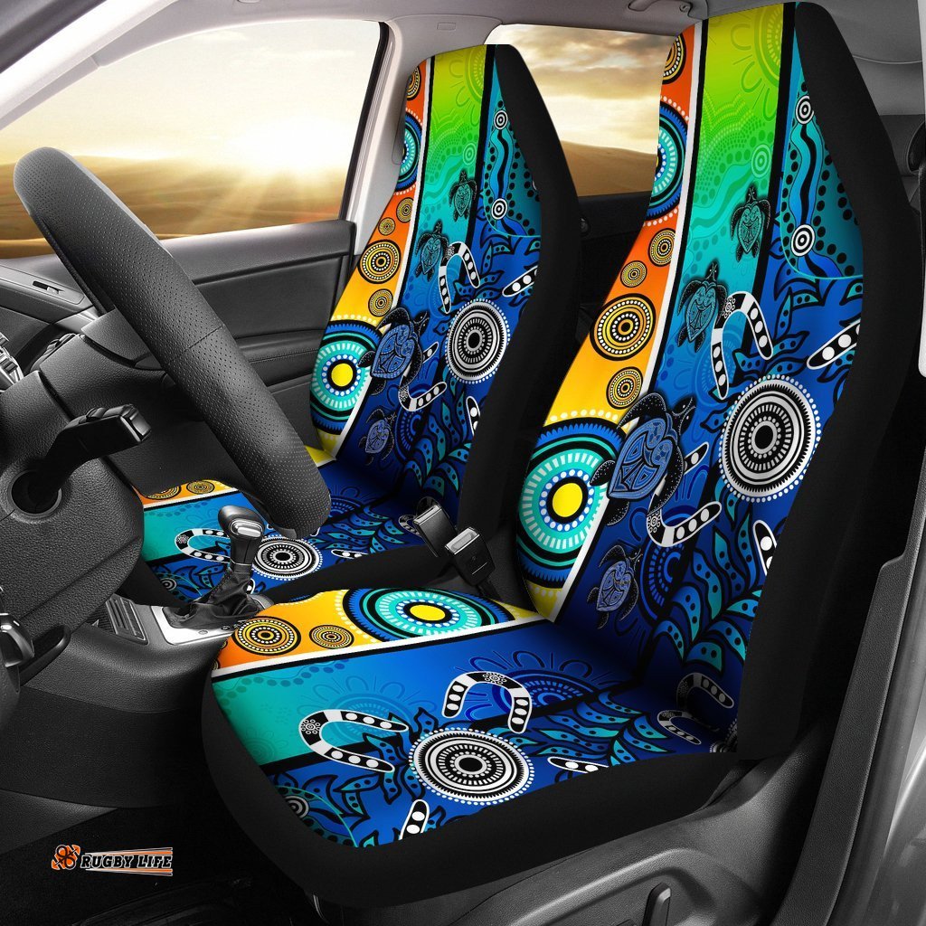 Aboriginal Car Seat Covers Indigenous Turtle Dot Painting Art