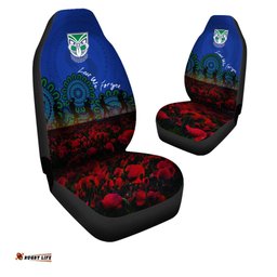 New Zealand Warriors Car Seat Covers Aboriginal Rugby Anzac Day Poppy With Soldiers- NRL