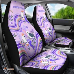 Personalised Australia Hippie Christmas Car Seat Cover Cockatoo Kookaburra with Wattle Violet Pastel Color