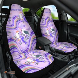 Personalised Australia Hippie Christmas Car Seat Cover Cockatoo Kookaburra with Wattle Violet Pastel Color
