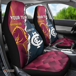 Personalised Broncos Rugby And Carlton Football Car Seat Cover Sporty Version