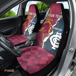 Personalised Broncos Rugby And Carlton Football Car Seat Cover Sporty Version
