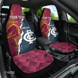 Personalised Broncos Rugby And Carlton Football Car Seat Cover Sporty Version