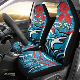Custom Sharks Rugby ANZAC Car Seat Cover Gallipoli Soldier With Aboriginal Art
