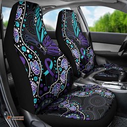 Australia Indigenous Car Seat Cover Teal & Purple Ribbon Butterfly Aboriginal Arts