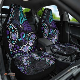 Australia Indigenous Car Seat Cover Teal & Purple Ribbon Butterfly Aboriginal Arts