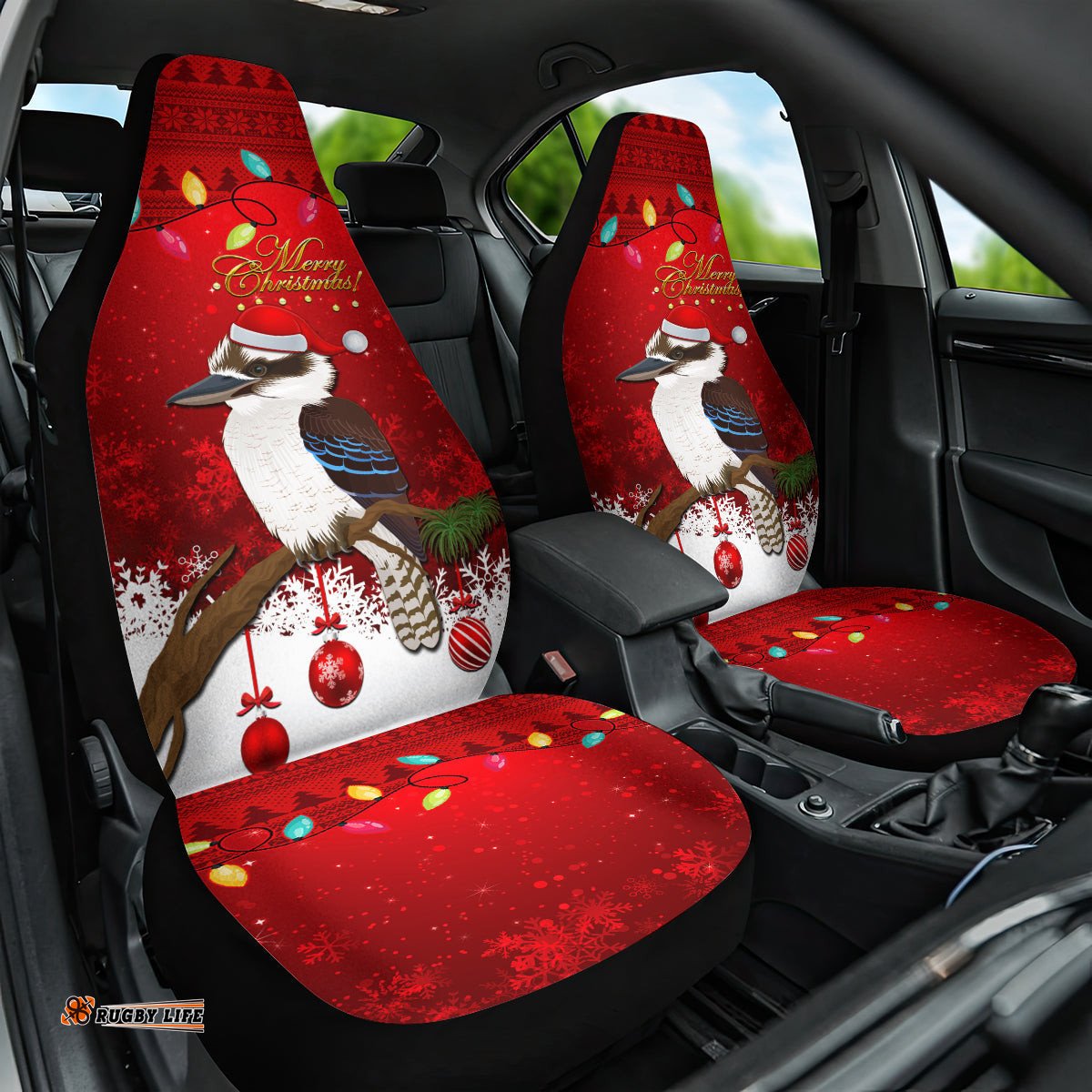 Australia Christmas Car Seat Cover Aussie Kookaburra Santa Merry Xmas