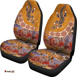 Aboriginal Car Seat Covers, Boomerang Lizard Kangaroo Koala Crocodile Arts