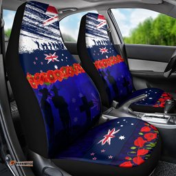 New Zealand and Australia ANZAC Day Car Seat Cover Lest We Forget Red Poppy Flowers and Soldier