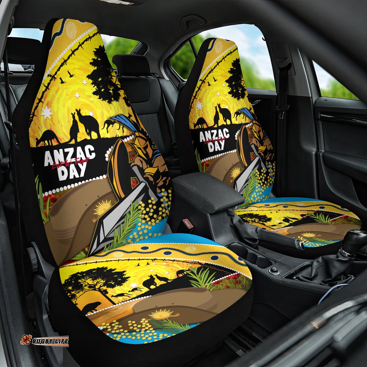 Titans Rugby ANZAC Day Car Seat Cover GLD Mascot Rosemary Starry Night