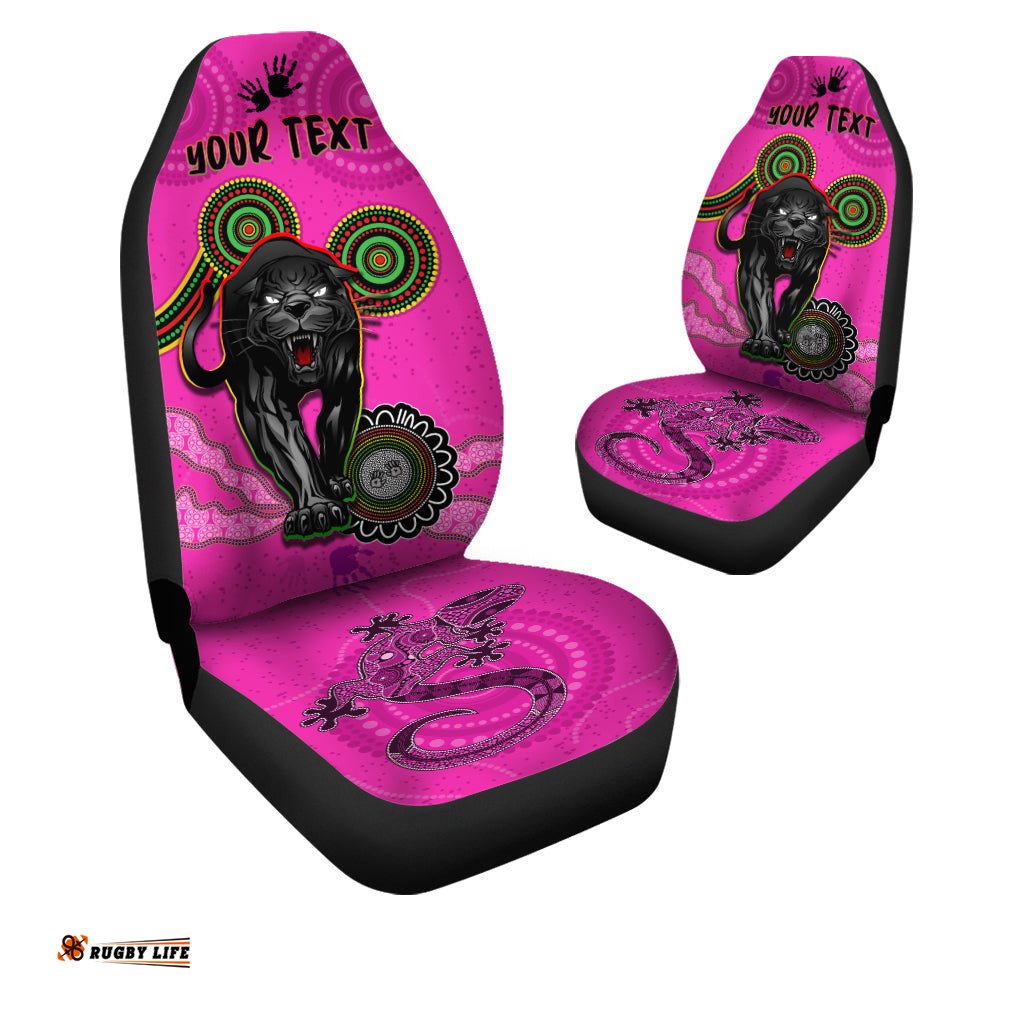 Custom Personalised Panthers Car Seat Covers Aboriginal with Lizard