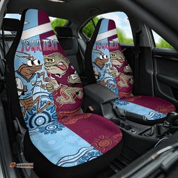 Custom QLD Cane Toad and NSW Cockroach Car Seat Cover Aboriginal Inspired Together