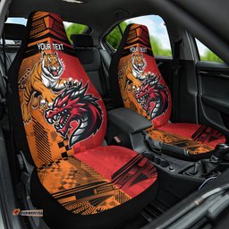 Custom Dragons and Tigers Car Seat Cover Rugby Mascot With Sporty Style