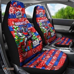 Knights Rugby Merry Christmas Car Seat Cover Indigenous Australian Art