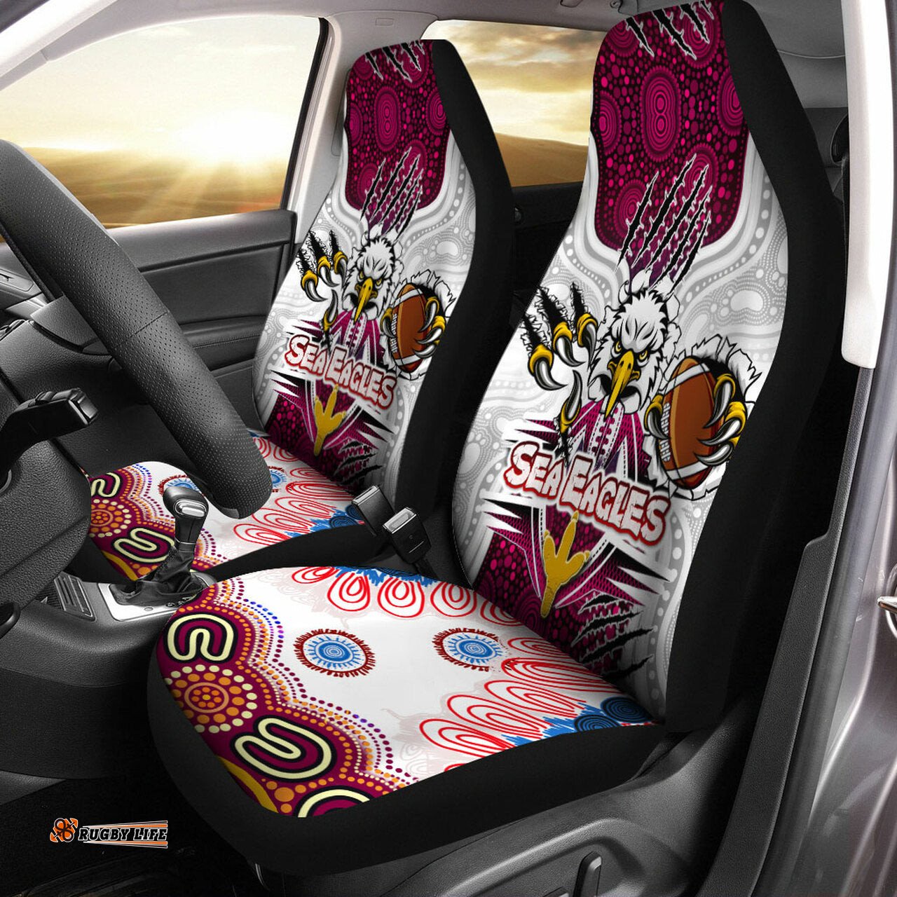 Sea Eagles Rugby Custom Indigenous Car Seat Cover Super Sea Eagles Scratch Style
