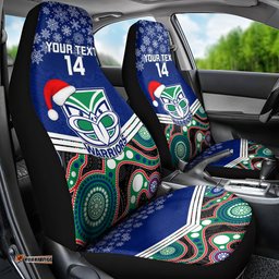 Warriors Rugby Christmas Car Seat Cover Merry Xmas Mix Aboriginal Art