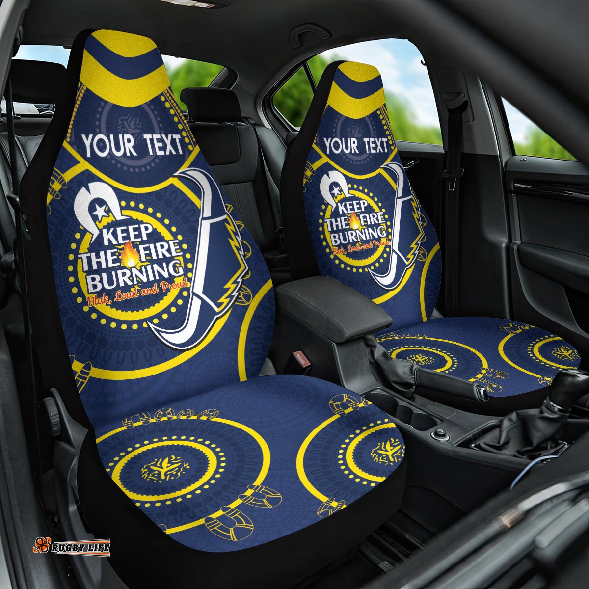 Custom NRL Cowboys NAIDOC Week Car Seat Cover Keep The Fire Burning Indigenous Art