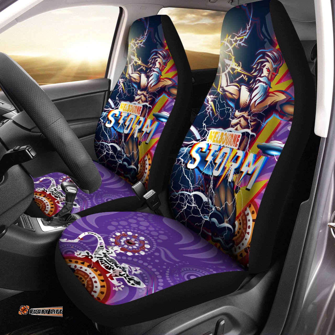 Storm Aboriginal Rugby Car Seat Cover - Super Storm Thunder Power