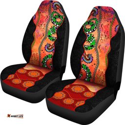 Aboriginal Car Seat Covers Aussie Indigenous Patterns Orange