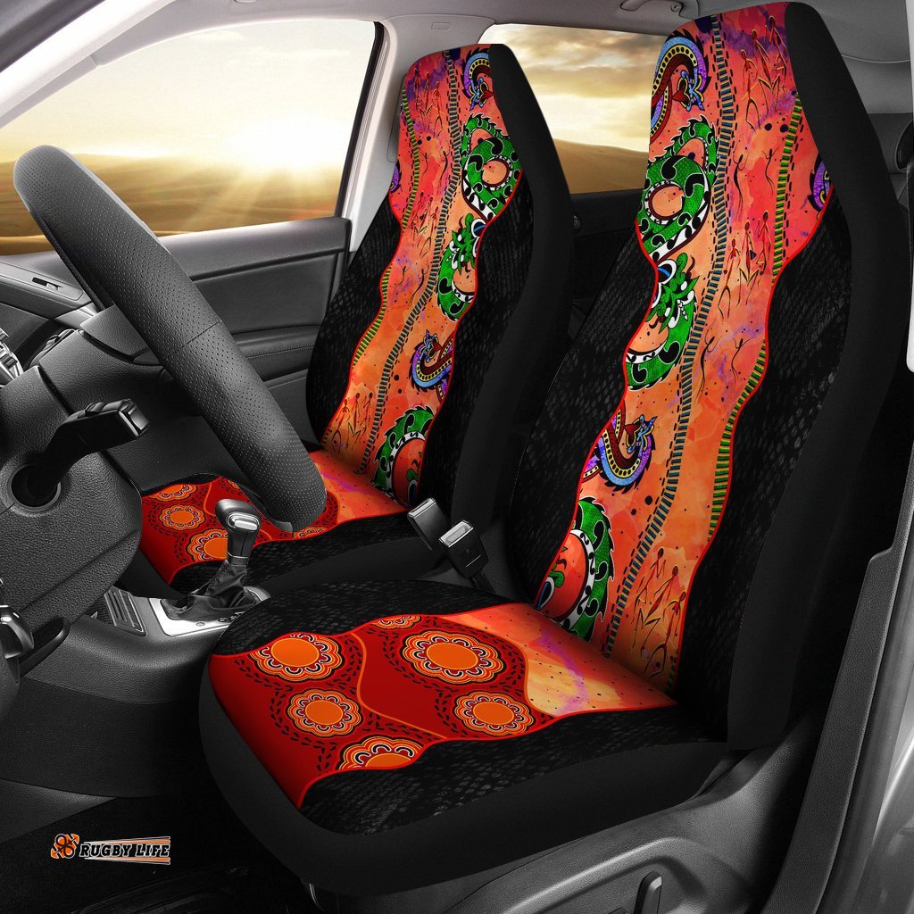 Aboriginal Car Seat Covers Aussie Indigenous Patterns Orange