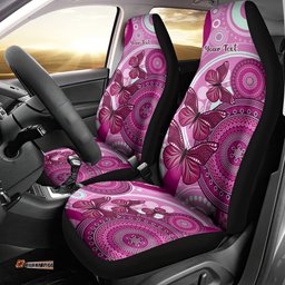Personalised Australia Breast Cancer Car Seat Cover Indigenous Butterfly No One Fights Alone