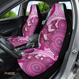 Personalised Australia Breast Cancer Car Seat Cover Indigenous Butterfly No One Fights Alone