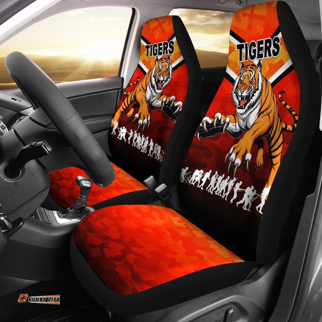 Wests Car Seat Covers Tigers ANZAC Vibes