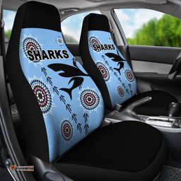 Cronulla Car Seat Covers Sharks Simple Indigenous - Blue