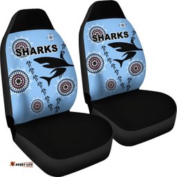 Cronulla Car Seat Covers Sharks Simple Indigenous - Blue