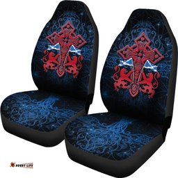 Scotland Celtic Car Seat Covers Lion Rampant With Celtic Tree and Cross