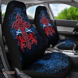 Scotland Celtic Car Seat Covers Lion Rampant With Celtic Tree and Cross